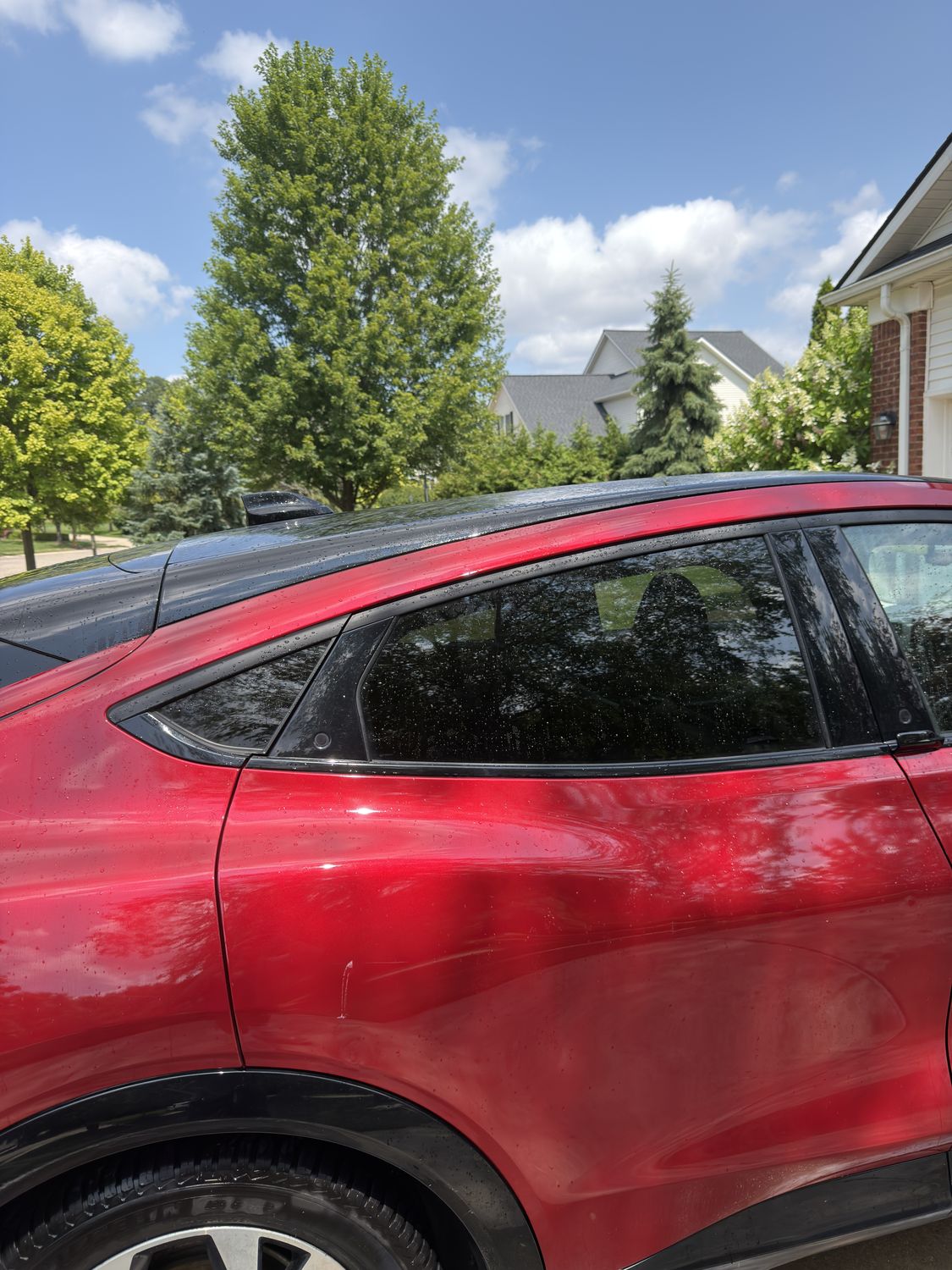 Red Ford Mustang Mach-E after Aero Detailing hand wash, gloss restored