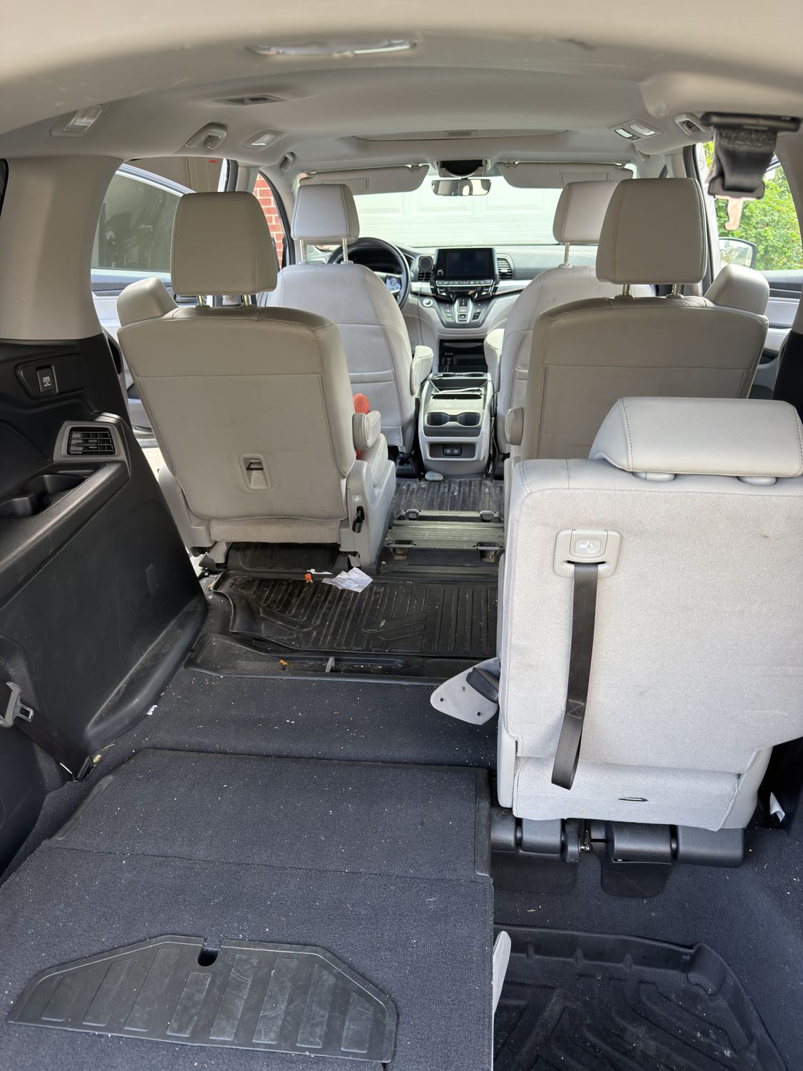 Honda Odyssey third row and cargo carpet before interior detailing